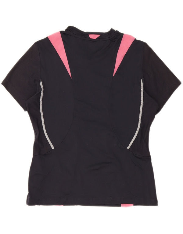 LOTTO Damen T-Shirt Top UK 14 Large Schwarz Colourblock Polyamid