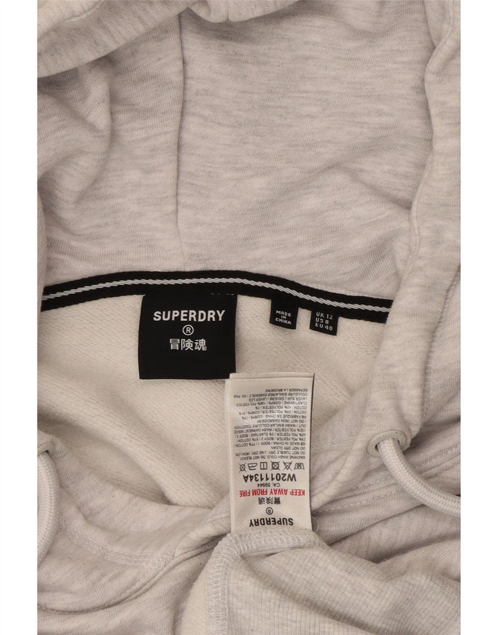 SUPERDRY Übergroßer Crop Hoodie-Pullover für Damen, UK 12, Mittelgrau, Farbblock