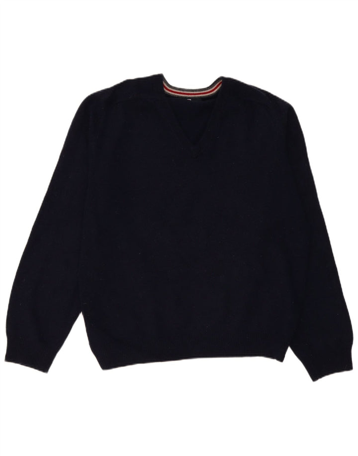 Marks & Spencer Herren-Pullover mit V-Ausschnitt, groß, marineblaue Lammwolle