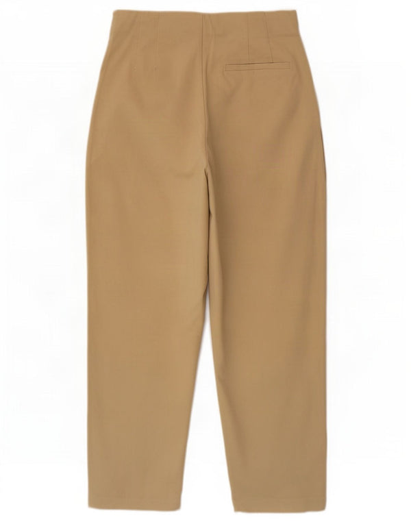 Zara Damen-Hose mit hoher Taille, mittelgroß, W28, L24, beige Baumwolle