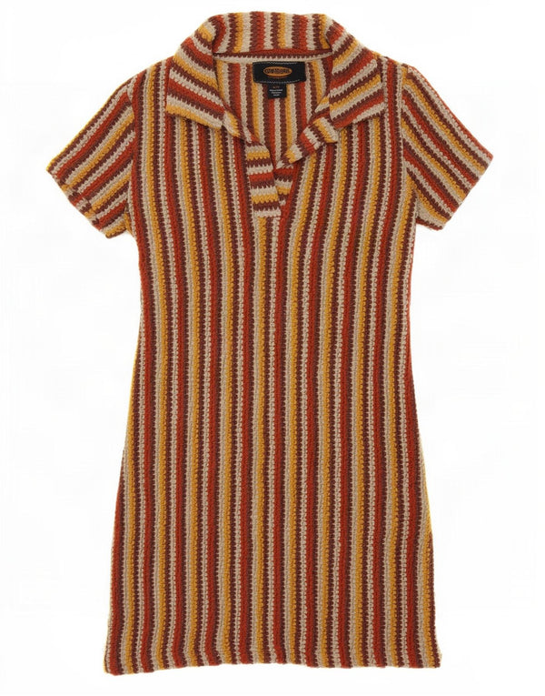 Urban Outfitters Damen-Pulloverkleid mit kurzen Ärmeln, UK 6 XS, braun gestreift