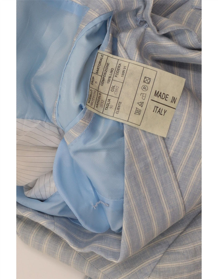 A.Basile Herren-Blazer mit 3 Knöpfen, IT 50, großes blau gestreiftes Leinen