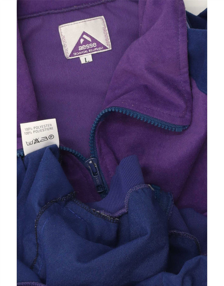 Aesse Herren-Trainingsanzug-Oberteil aus Velours, groß, lila, Farbblock-Polyester
