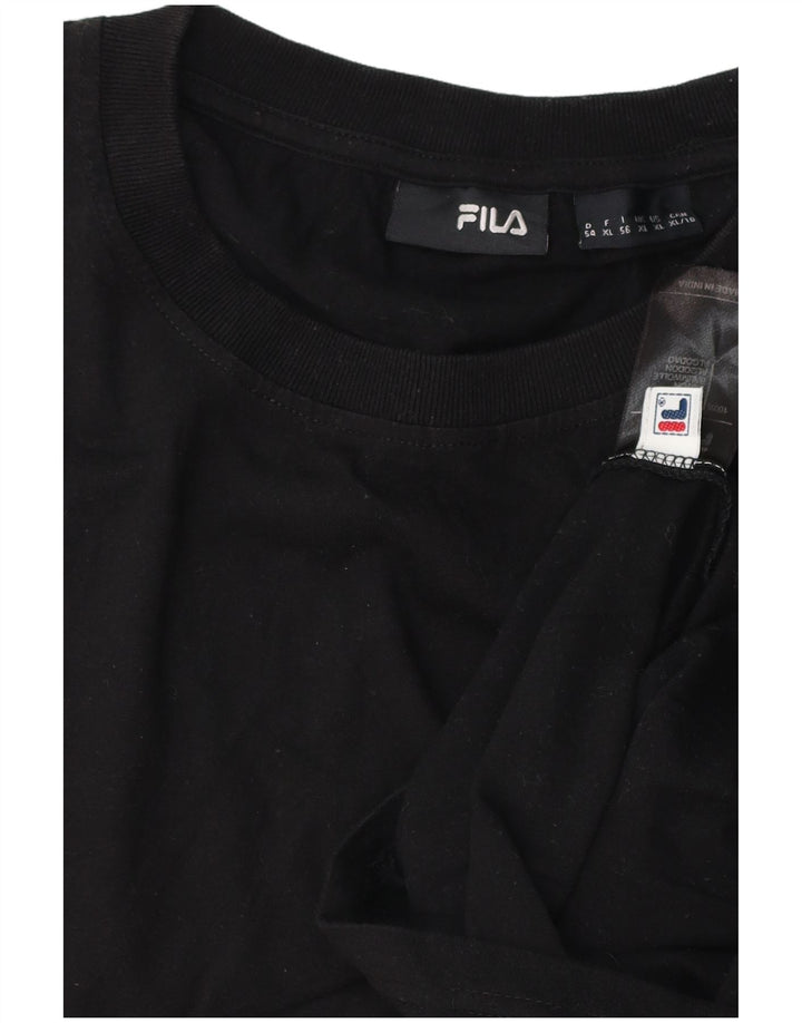 FILA Mens T-Shirt Top XL Black Striped Cotton