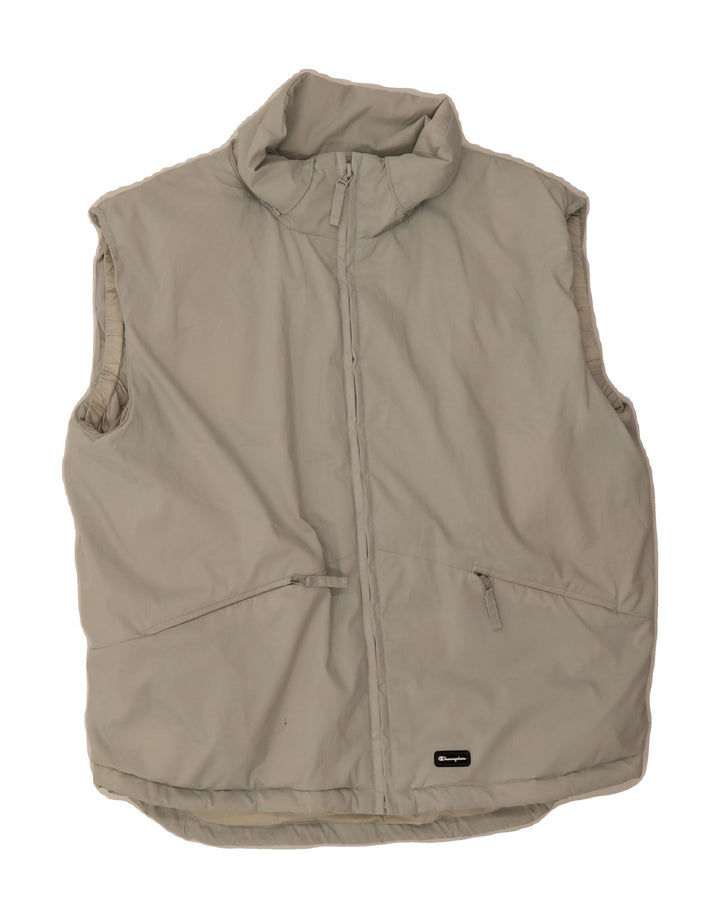 CHAMPION Mens Padded Gilet UK 40 Large Grey Polyester Vintage Champion and Second-Hand Champion from Messina Hembry 