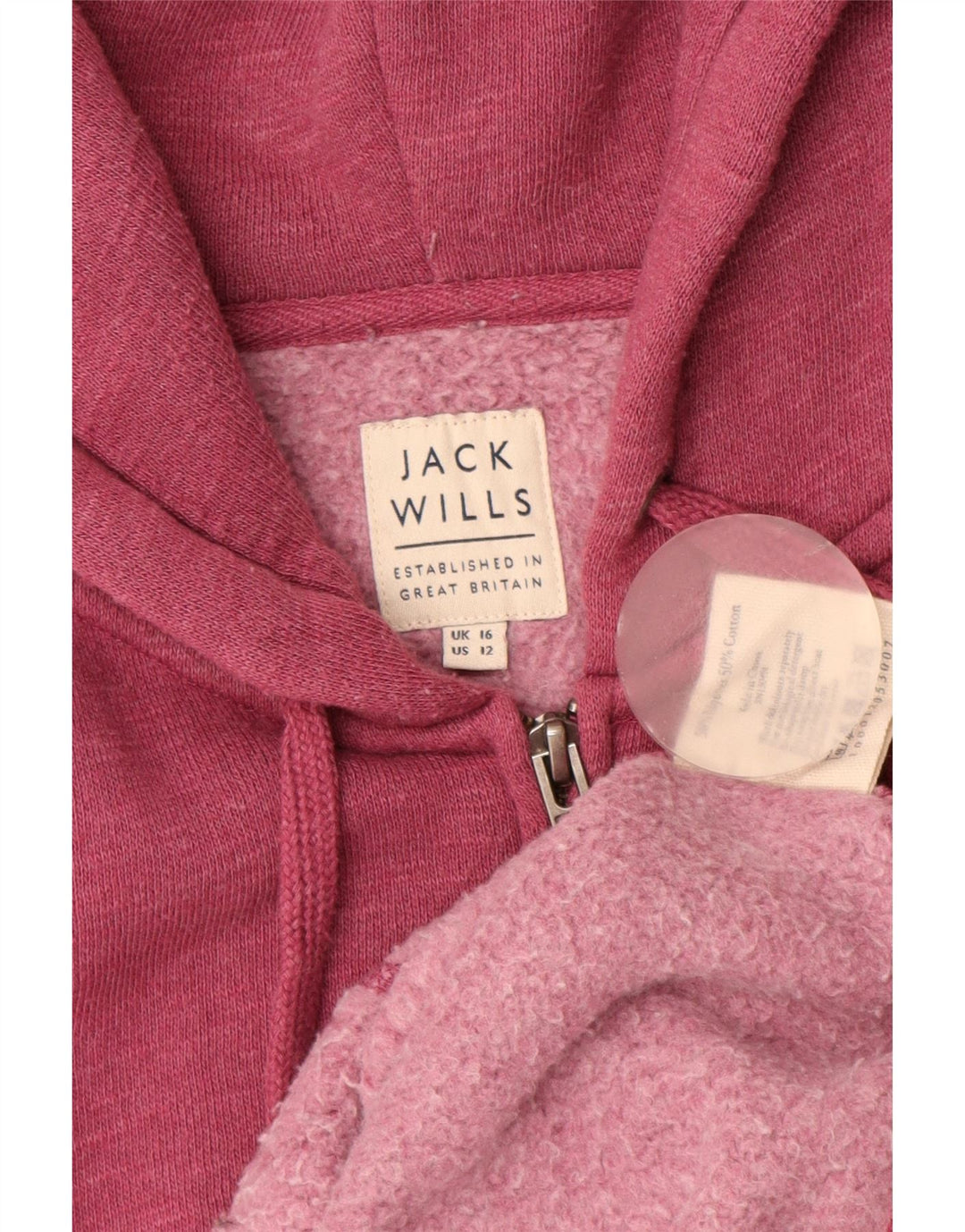 JACK WILLS Damen-Kapuzenpullover mit Reißverschluss, Gr. 44, Größe L, Burgunderrot gefleckt