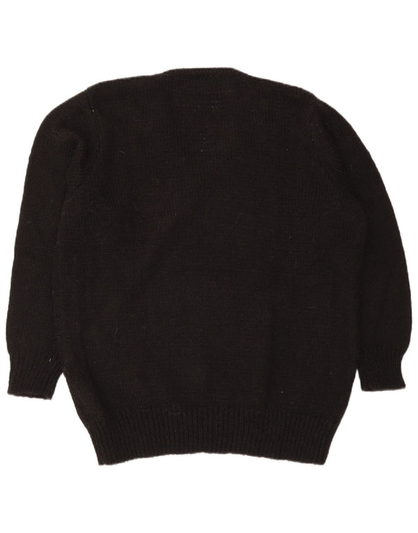 Vintage Damen Pullover mit V-Ausschnitt IT 50 XL Schwarz Colourblock Acryl