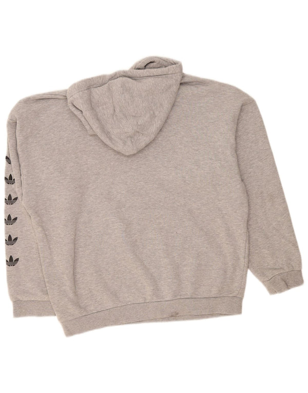 Adidas Damen Graphic Oversized Hoodie Pullover UK 12 Mittelgraue Baumwolle