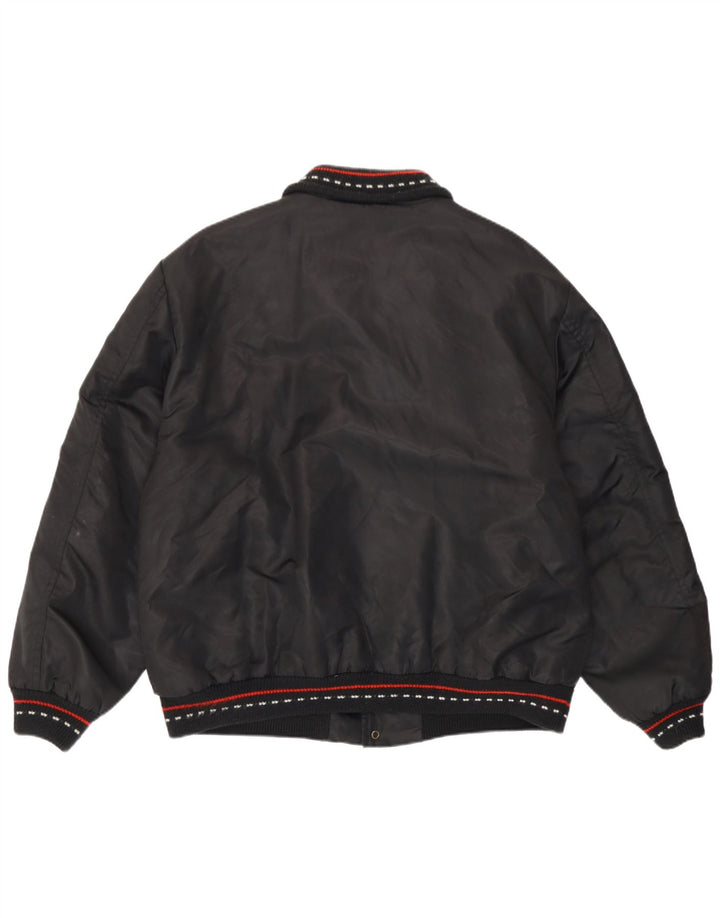 Vintage Herren gepolsterte Bomberjacke UK 40 Großes schwarzes Polyamid