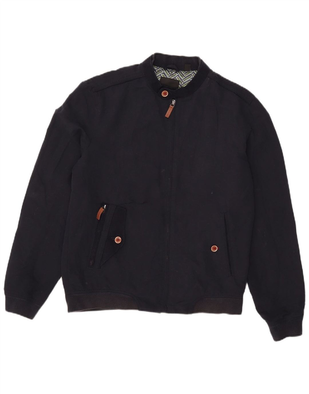 Ted Baker Herren Bomberjacke Größe 3 Medium Marineblau Polyester