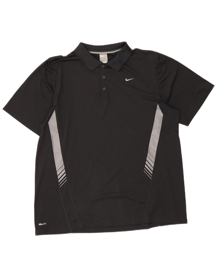 Nike Herren-Poloshirt UK 47/48 2XL Schwarzes Colourblock-Polyester