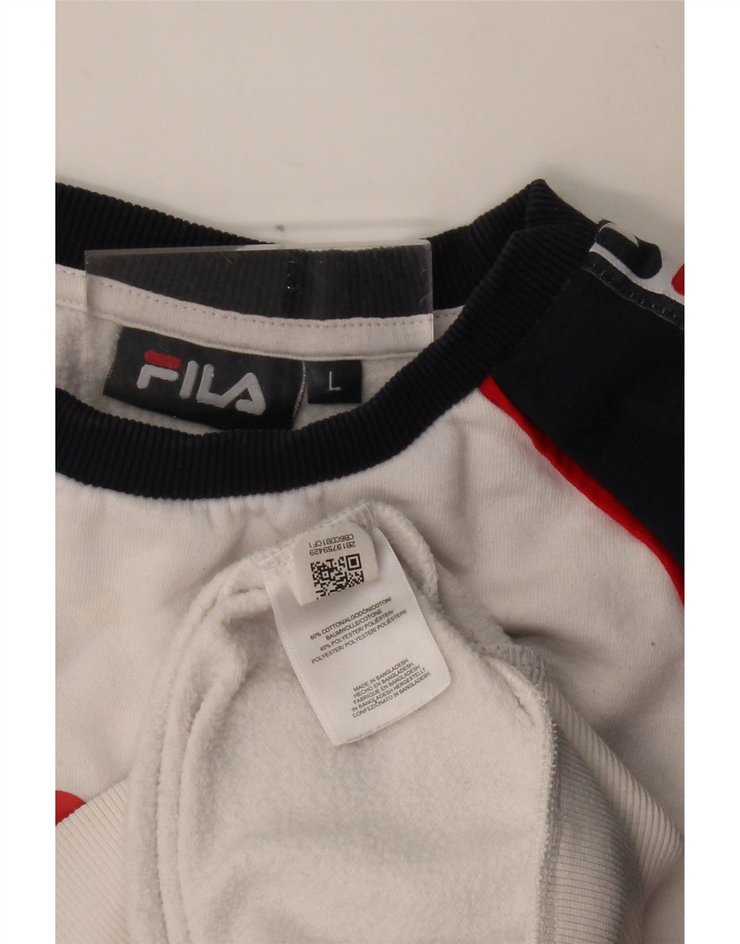 FILA Herren-Sweatshirt mit Grafik, groß, weiße Blockfarben-Baumwolle