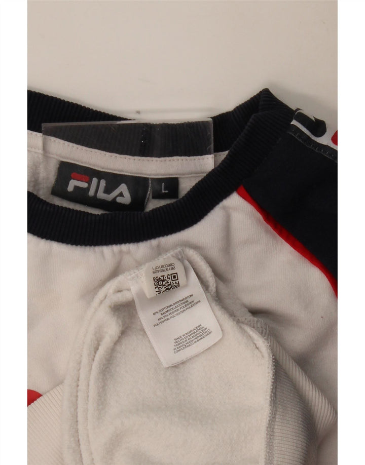FILA Herren-Sweatshirt mit Grafik, groß, weiße Blockfarben-Baumwolle