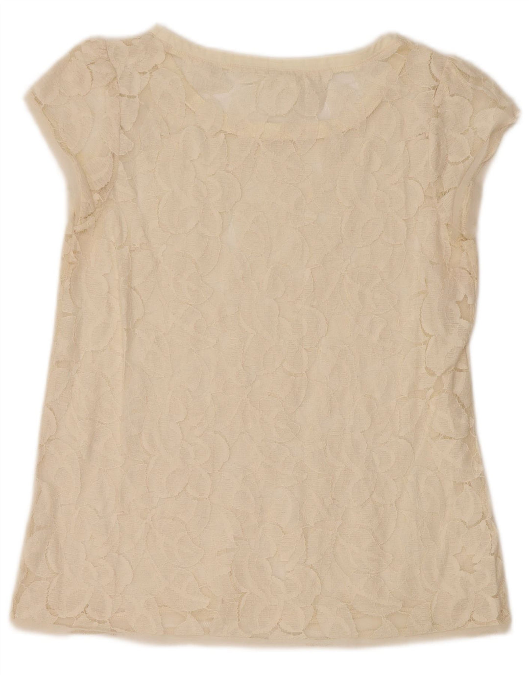 Zara Damen Spitzenblusenoberteil UK 12 Medium Off White Floral