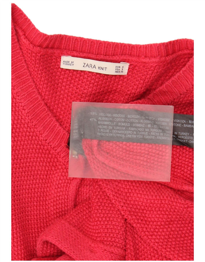 Zara Damen-Cardigan-Pullover UK 10 Kleine rote Viskose