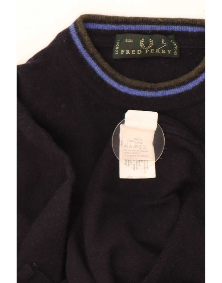 Fred Perry Damen Rollkragenpullover Pullover UK 16 Große marineblaue Wolle