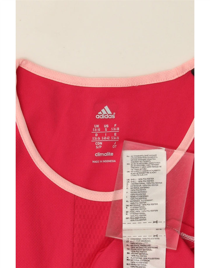 Adidas Damen Climalite T-Shirt Top UK 8/10 Small Rosa Polyester