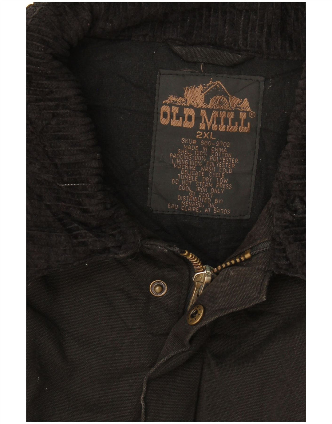 Old Mill Herren-Windbreaker-Jacke, UK 44, 2XL, schwarze Baumwolle