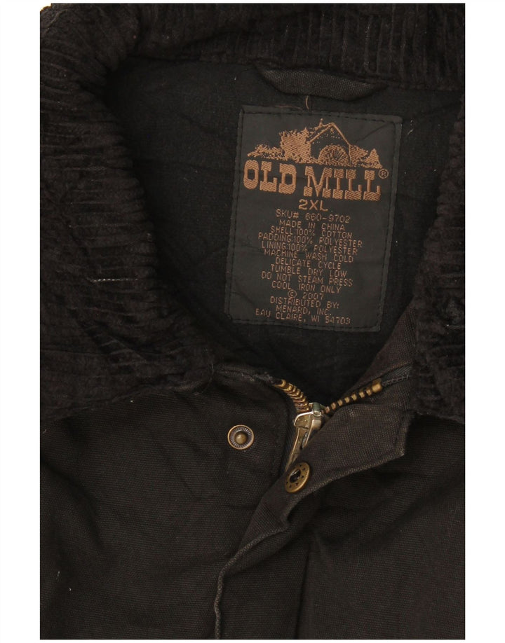 Old Mill Herren-Windbreaker-Jacke, UK 44, 2XL, schwarze Baumwolle