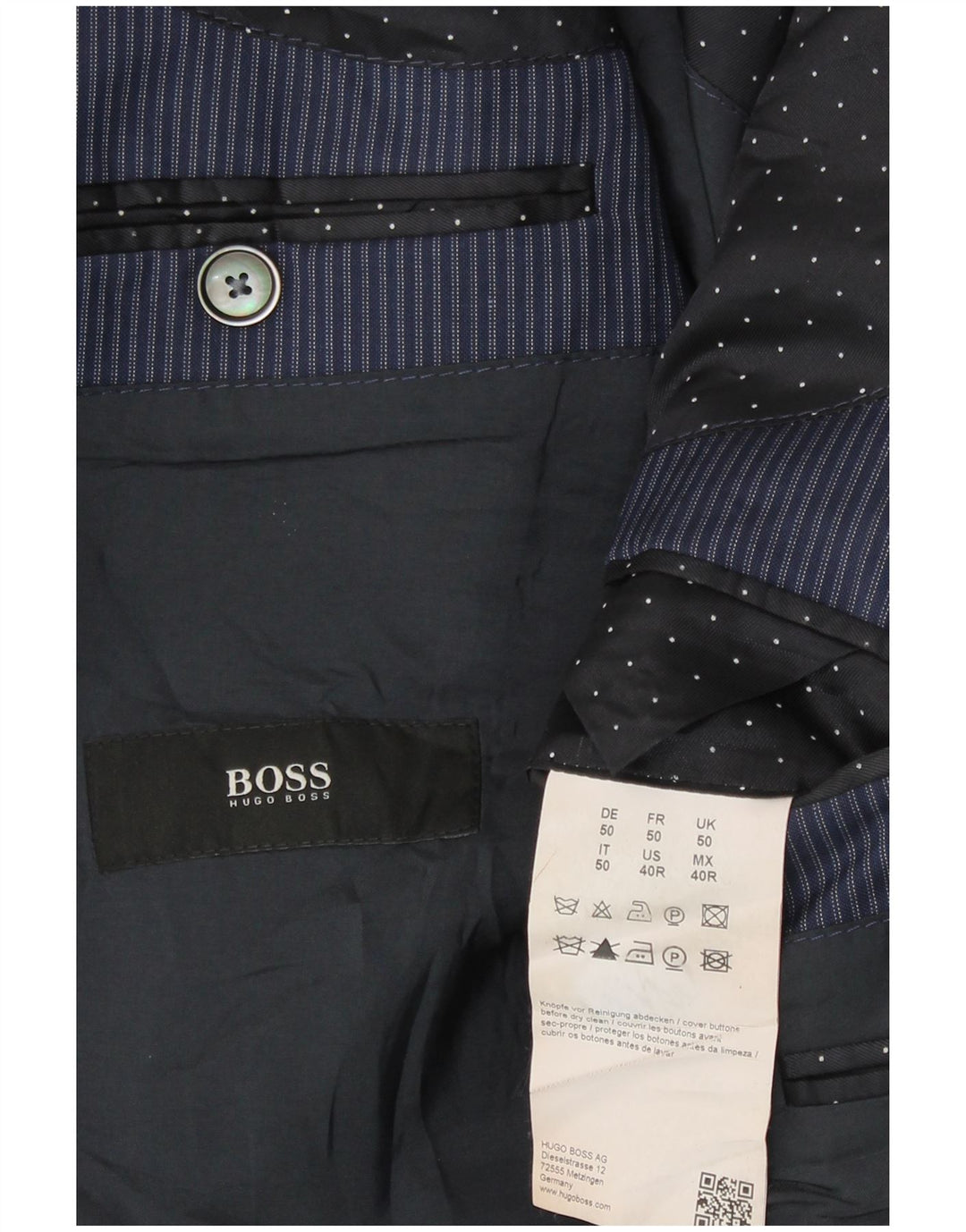 Hugo Boss Herren-Blazer mit 2 Knöpfen, EU 50, groß, marineblau, Nadelstreifen