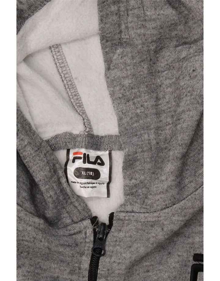 FILA Boys Zip Hoodie Sweater 15-16 Years XL Grey Polyester Vintage Fila and Second-Hand Fila from Messina Hembry 