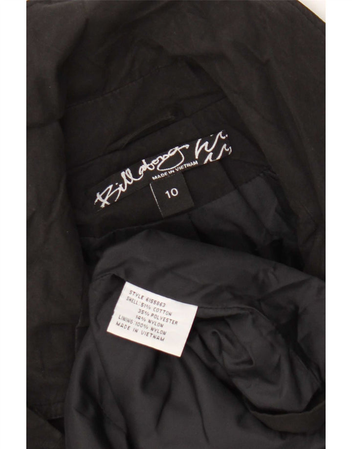Billabong Damen Zweireihiger Mantel UK 10 Small Schwarze Baumwolle