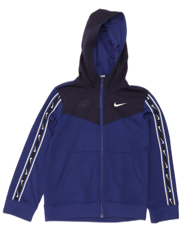 Nike Jungen-Kapuzenpullover mit grafischem Reißverschluss, 8–9 Jahre, Größe S, Marineblau, Farbblock