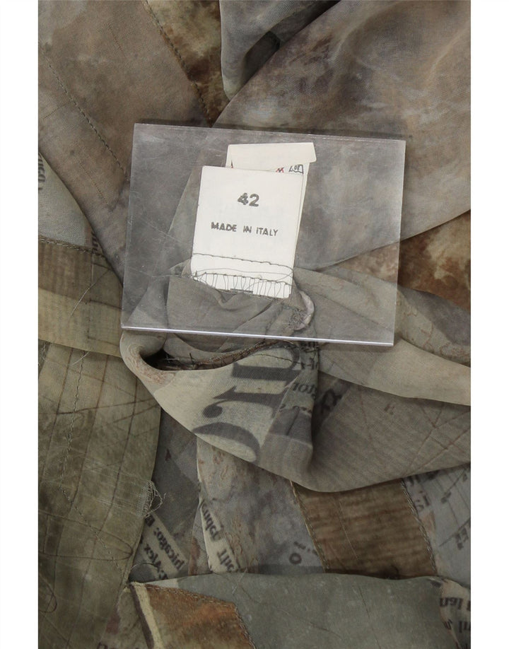 PENNY BLACK Womens Short Sleeve Shirt Blouse IT 42 Medium Grey Patchwork Vintage Penny Black and Second-Hand Penny Black from Messina Hembry 