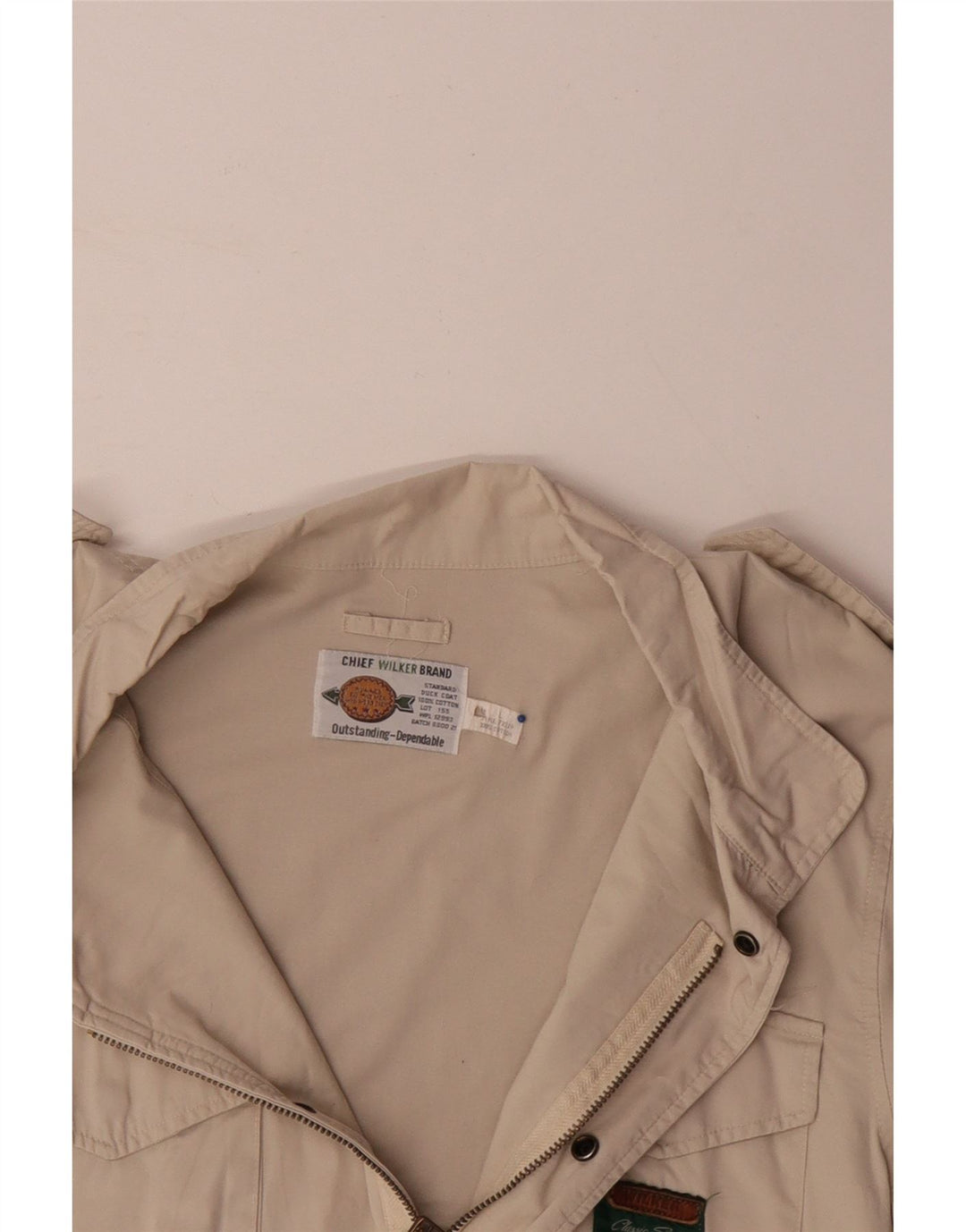 VINTAGE Herren Militärjacke UK 40 Große Beige Baumwolle