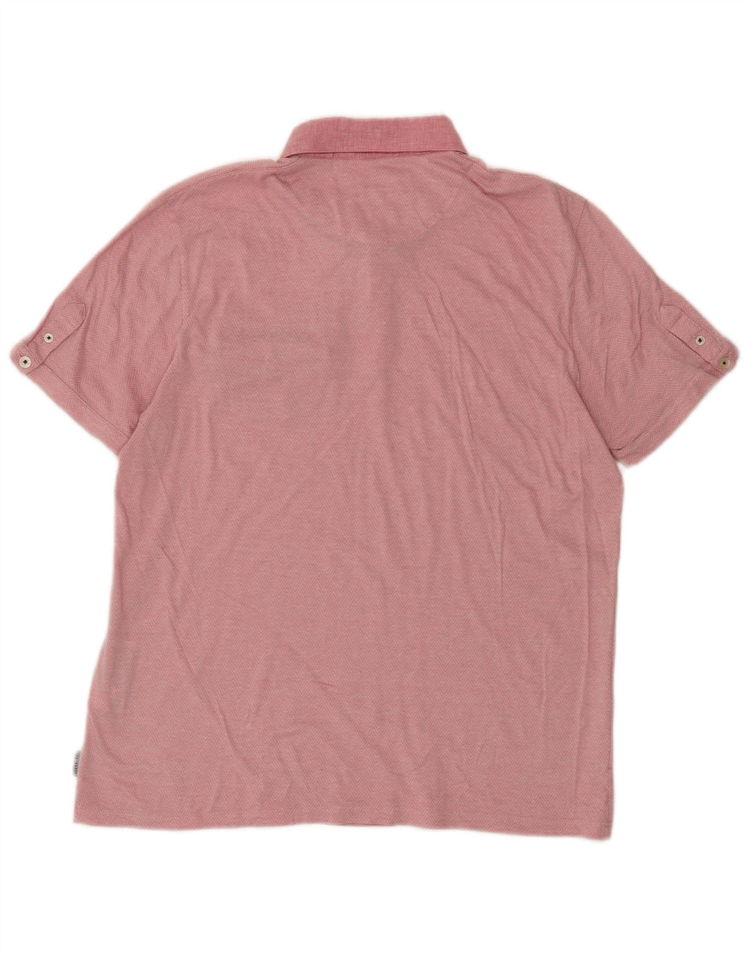Ted Baker Herren-Poloshirt, Größe 4, groß, rosa Chevron-Baumwolle