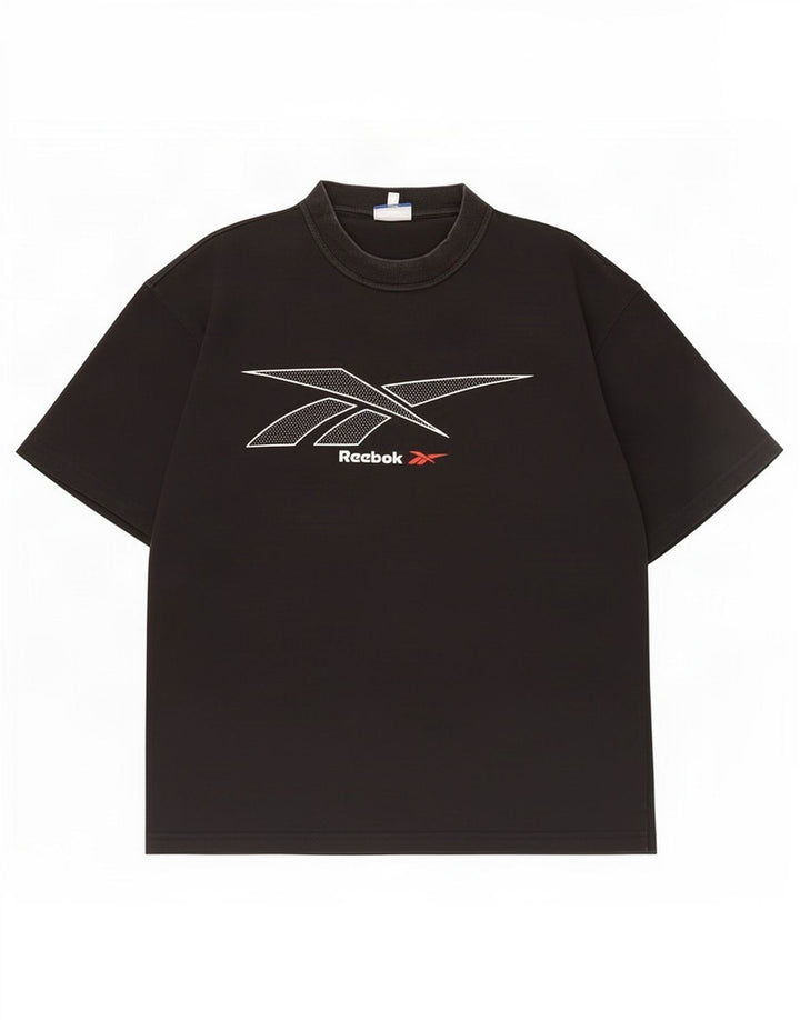 Reebok Herren Grafik T-Shirt Top Medium Schwarz Baumwolle