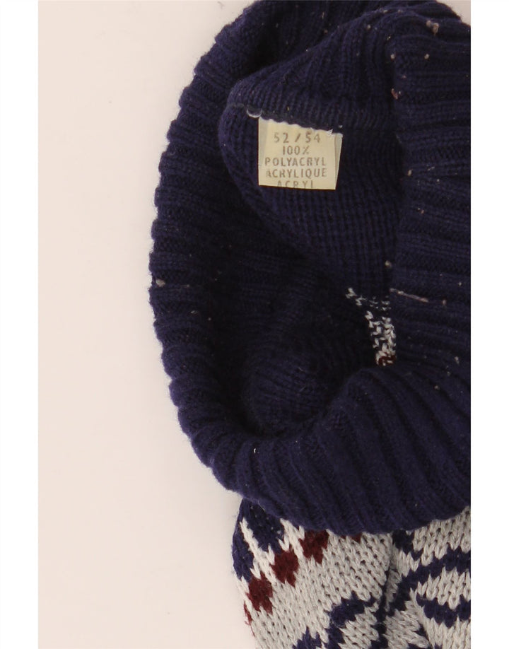 VINTAGE Rollkragenpullover für Herren, Größe 52/54, groß, Grau, Fair Isle