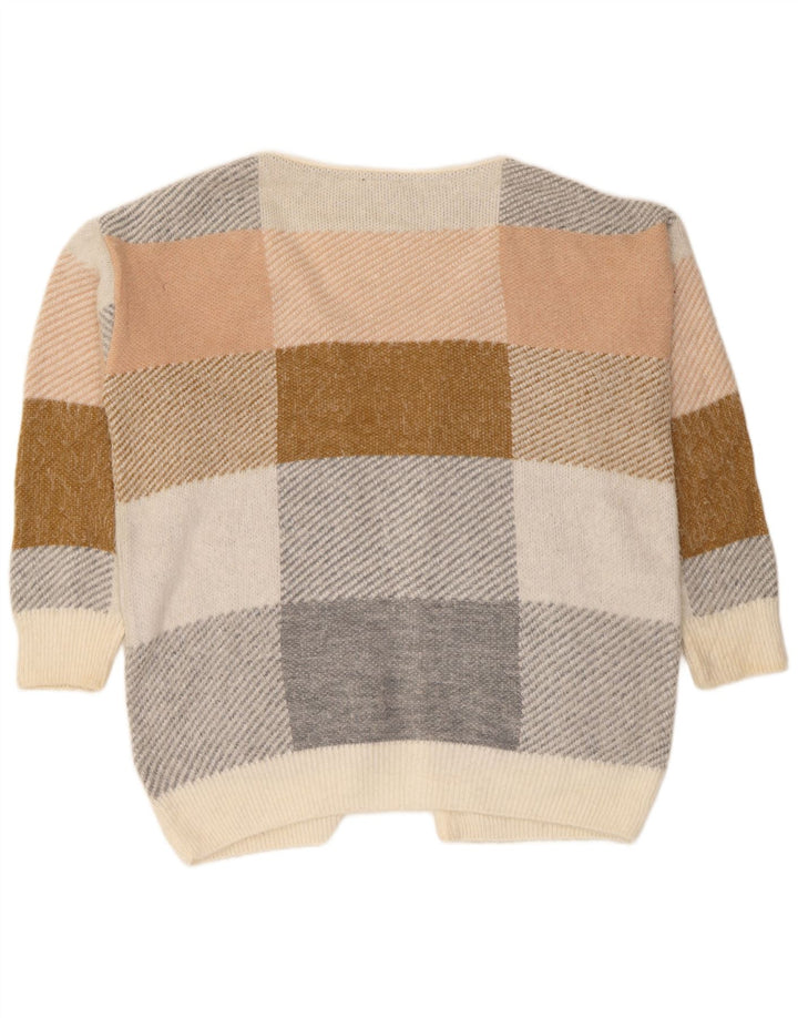 Topshop Damen-Strickjacke in Übergröße, Gr. 14, Mittelbeige, Karo, Acryl