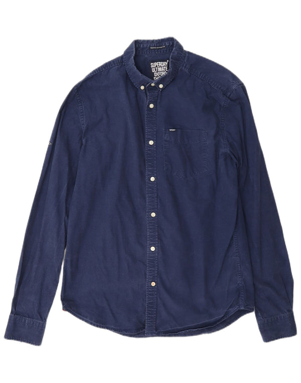 Superdry Herren-Hemd mit moderner klassischer Passform, mittelmarineblaue Baumwolle