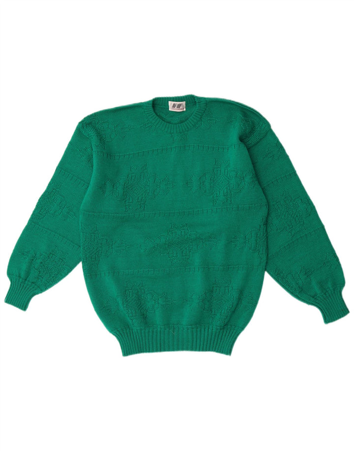 VINTAGE Herren Pullover mit Rundhalsausschnitt Mittelgrün