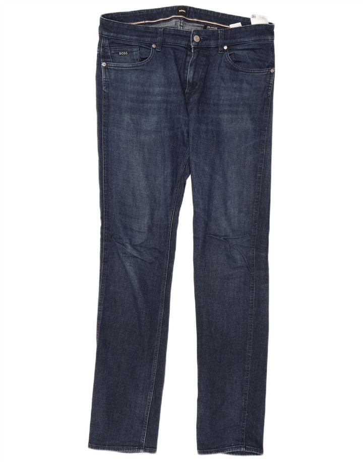 HUGO BOSS Herren Delaware Slim Jeans W34 L32 Blaue Baumwolle
