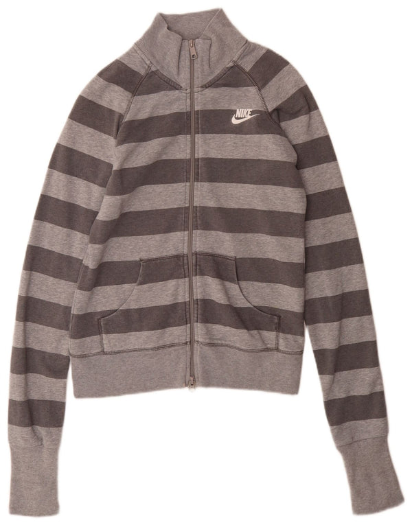 Nike Damen-Trainingsanzug-Top-Jacke, UK 8/10, klein, grau gestreift, Sport