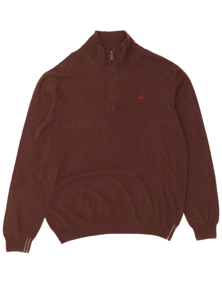 Marlboro Classics Herren-Pullover mit Reißverschluss, 2XL, braune Wolle