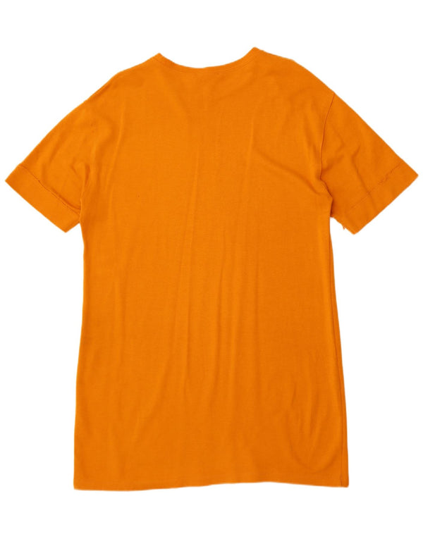 Zara Damen T-Shirt-Kleid UK 16 Large Orange Baumwolle