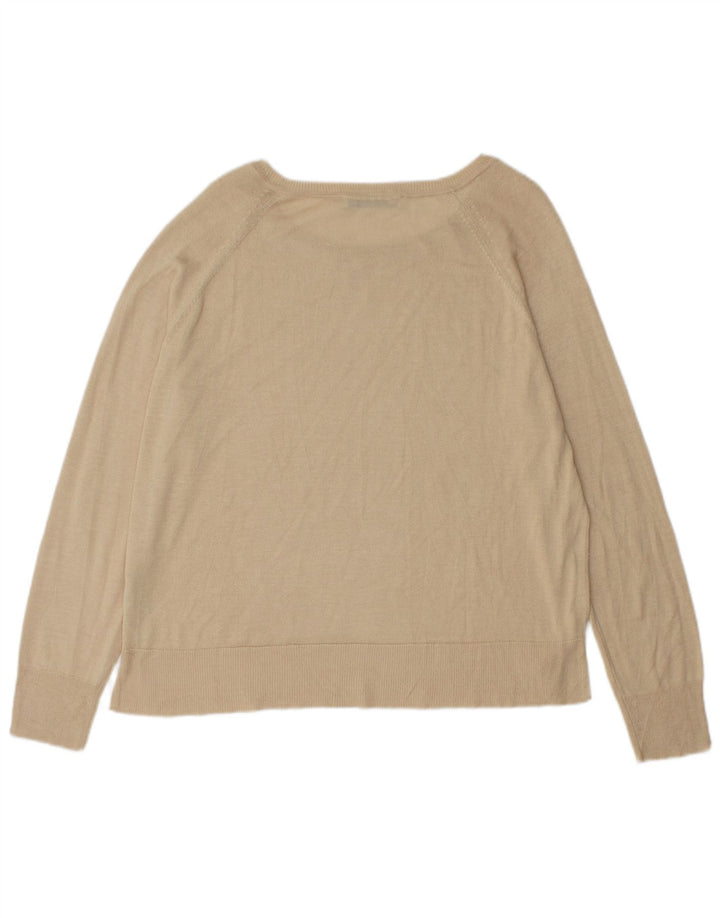 Zara Damen-Pullover mit U-Boot-Ausschnitt, UK 14, mittelbeige Viskose