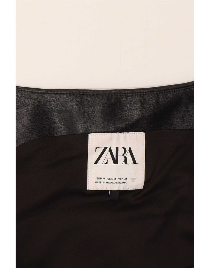 Zara Damen Lederweste UK 12 Medium Schwarz