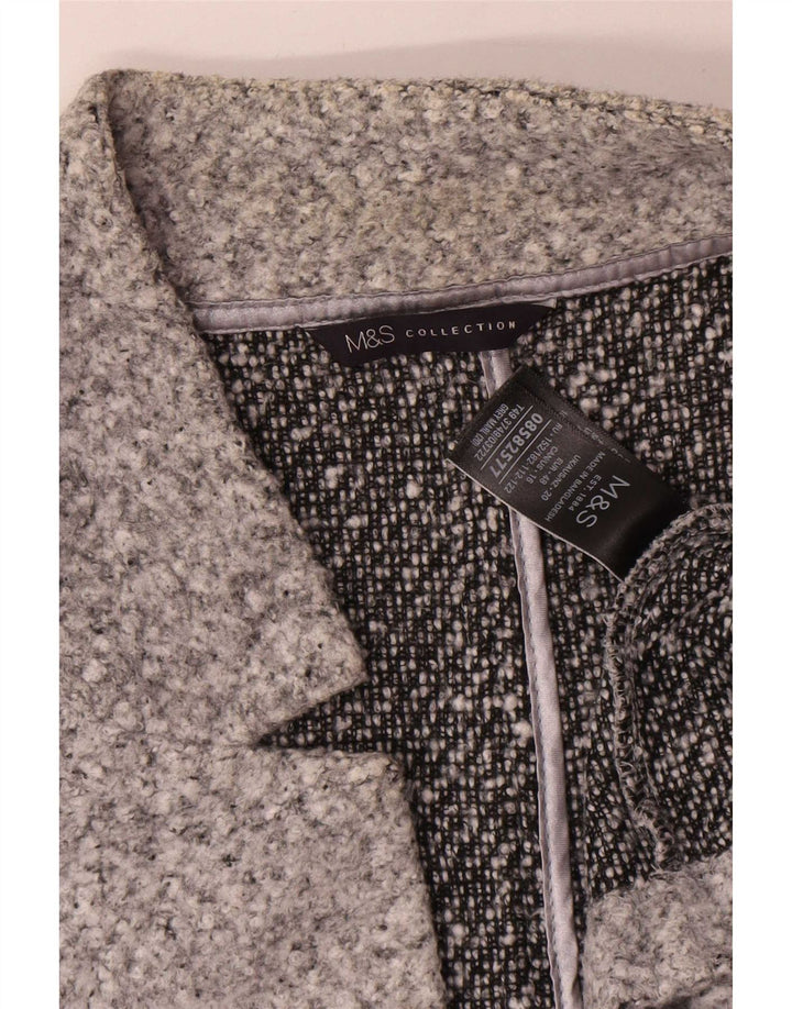 Marks & Spencer Offener Damenmantel UK 20 2XL Grau meliertes Polyester