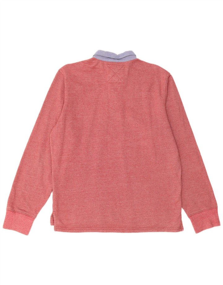 DOCKERS Mens Long Sleeve Rugby Polo Shirt Medium Red Cotton