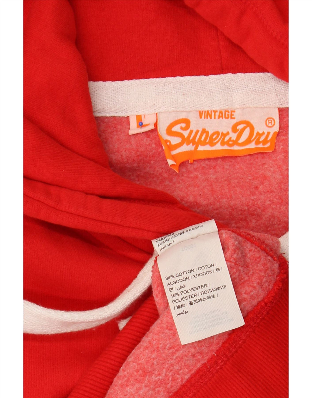 SUPERDRY Damen-Kapuzenpullover mit Grafik, UK 16, Größe L, Rot, Baumwolle