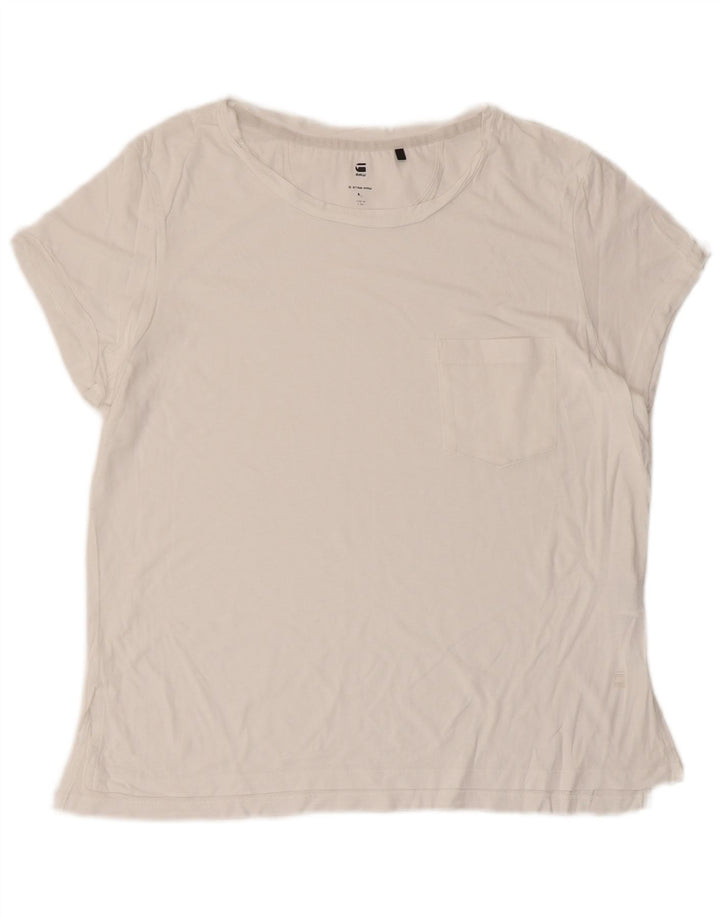 G-STAR Damen T-Shirt Top UK 14 Mittelweiße Viskose