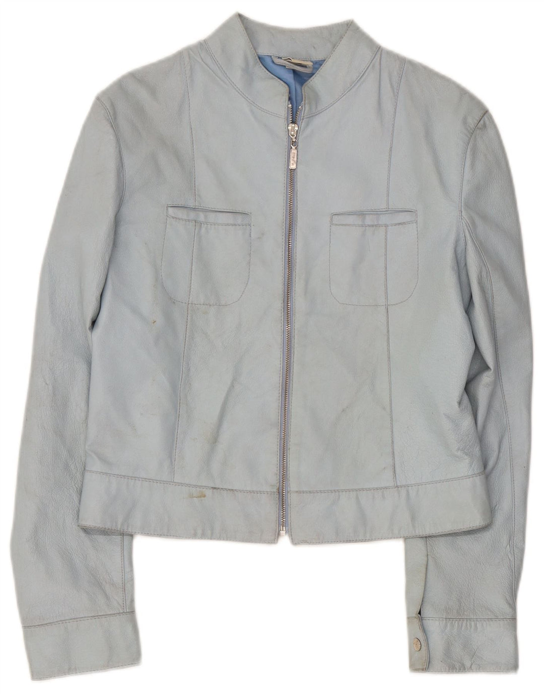 Vintage Damen Lederjacke UK 14 Mittelblaues Leder
