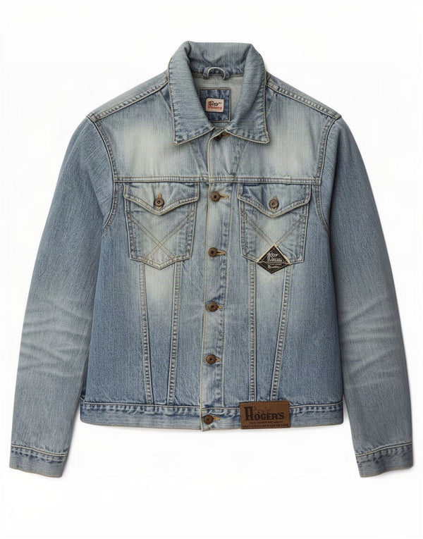Roy Rogers Herren Distressed Acid Wash Denim Jacke UK 36 Small Blue