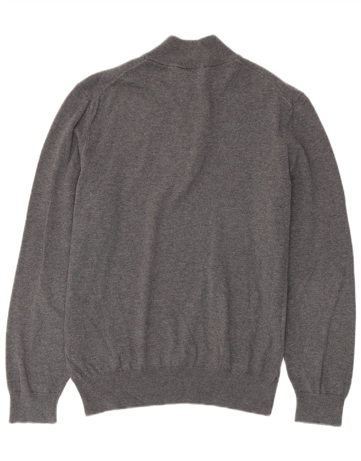 Hugo Boss Herren-Pullover mit Reißverschluss am Hals, kleine graue Baumwolle