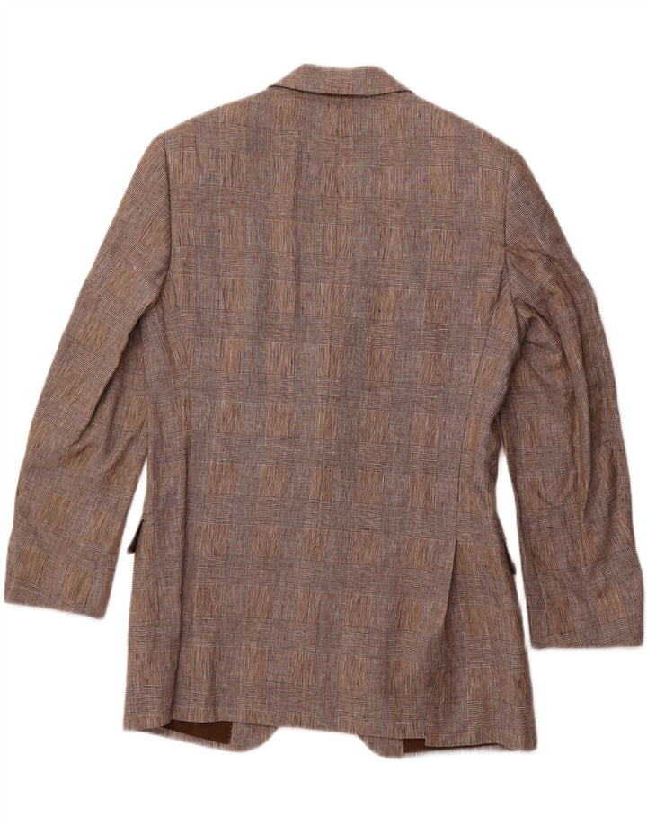 PAL ZILERI Herren-Blazer mit 2 Knöpfen, IT 48, mittelgrau kariertes Leinen