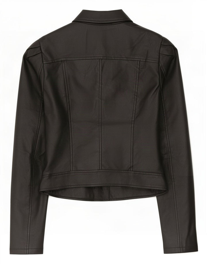 Lipsy Damen-Bikerjacke aus Kunstleder, Größe S, Schwarz, Polyester
